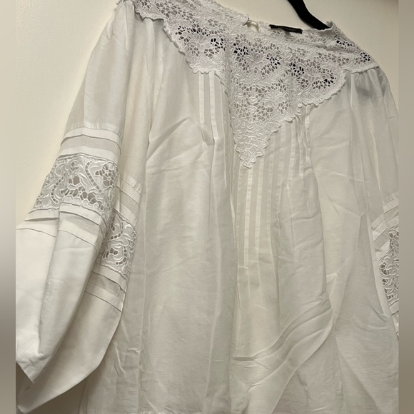 KOBI HALPERIN COTTON & SILK PEASANT WHITE BLOUSE SIZE LARGE - Picture 5 of 8